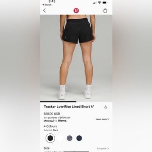 Lulu Lemon tracker low-rise lined short 4”
